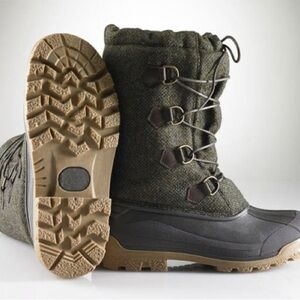 Polo Ralph Lauren Nansen Made in Italy Size 10.5 Wool Herringbone Tweed Boots